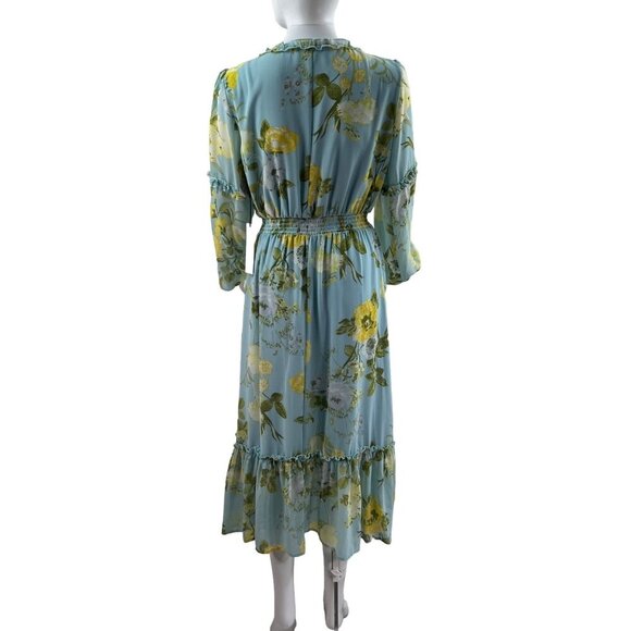 NWT June Hudson M Womens Maxi Dress Chiffon Ruffle Hem Smocked Waist Fairycore - Picture 2 of 16